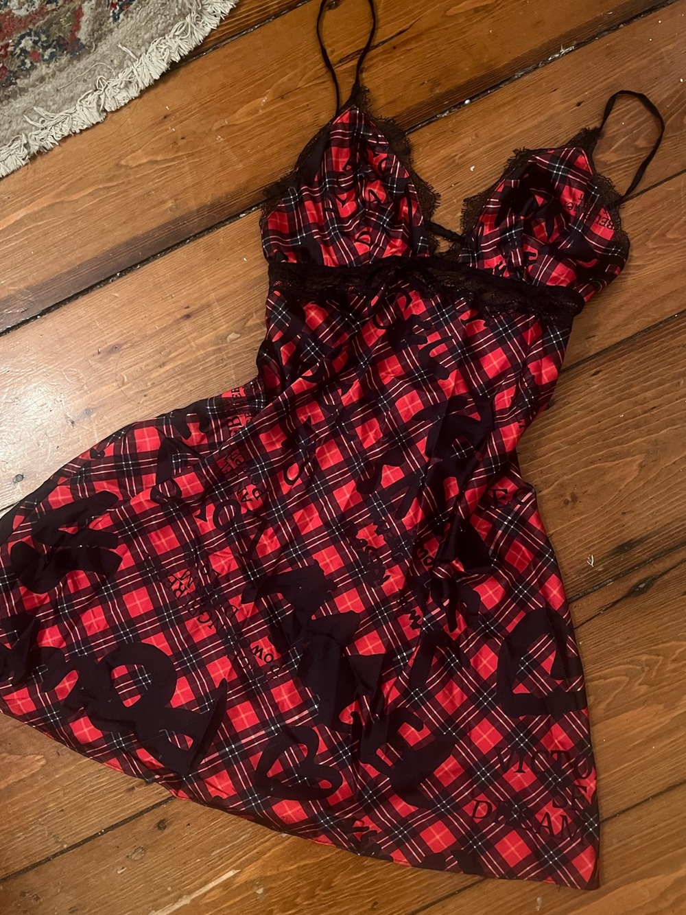 victorias secret red plaid slip dress